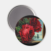 ヴィンテージバラと帆船 マグネット (正面/裏面)