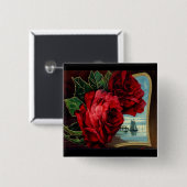 ヴィンテージバラと帆船 缶バッジ (正面&裏面)