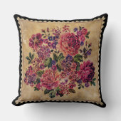 ヴィンテージバラと混合の花 クッション (正面)