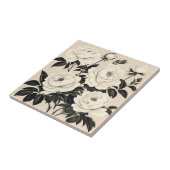 ヴィンテージバラと牡丹オンクリーム タイル (側面)