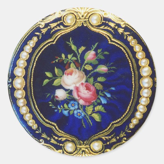 ヴィンテージバラと真珠の花 ラウンドシール (正面)