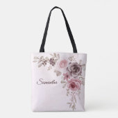 ヴィンテージバラと花オンピンク トートバッグ (裏面)