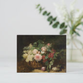 ヴィンテージバラと薄紫：ドミニク・ヒュベール・ロジエ ポストカード (スタンド正面)