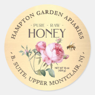 ヴィンテージバラと蜂蜜ラベル金ゴールドグラデーション ラウンドシール