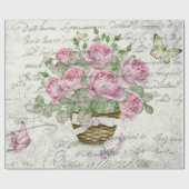 ヴィンテージバラと蝶エフェメラデコパージュ ラッピングペーパー (フラット)