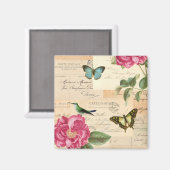 ヴィンテージバラと蝶 マグネット (正面/裏面)