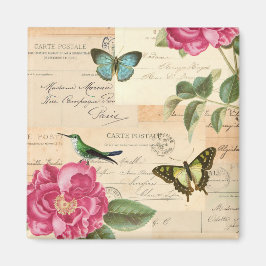 ヴィンテージバラと蝶 マグネット