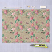 ヴィンテージバラと蝶 薄葉紙 (クラフト)