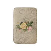 ヴィンテージバラと金ゴールドダマスク バスマット (正面縦)