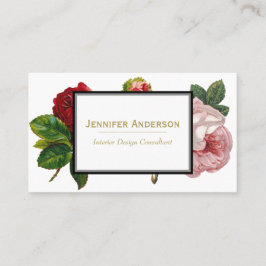 ヴィンテージバラと金ゴールドフローラ 名刺