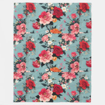 ヴィンテージバラと青い背景の花模様