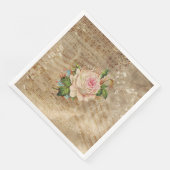 ヴィンテージバラと音楽ノート紙ディナーナプキン (コーナー)