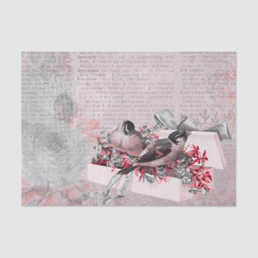 ヴィンテージバラと鳥の切りかわいらし離 薄葉紙 (正面)