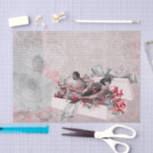 ヴィンテージバラと鳥の切りかわいらし離 薄葉紙 (クラフト)