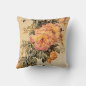 ヴィンテージ'バラと(昆虫)マルハナバチ' クッション (裏面)