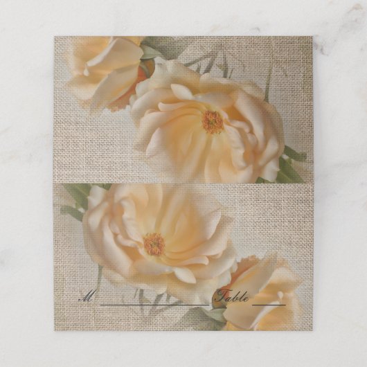 ヴィンテージバラとBurlap -結婚の座席表 プレイスカード (外部開封)