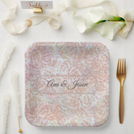 ヴィンテージバラのクリーム – フローラパーソナライズされた, ペーパープレート