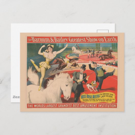ヴィンテージバラのサーカス恋しく思ポスター ポストカード (正面/裏面)