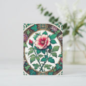 ヴィンテージバラのシャロンイラストレーション植物学 ポストカード (スタンド正面)