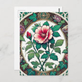 ヴィンテージバラのシャロンイラストレーション植物学 ポストカード (正面/裏面)