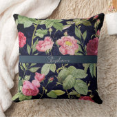 ヴィンテージバラのダークブルーベルベットデザイン名 クッション (ブランケット)