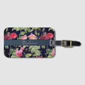 ヴィンテージバラのダークブルーベルベットデザイン名 ラゲッジタグ (正面横)