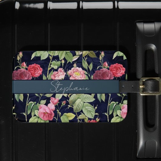 ヴィンテージバラのダークブルーベルベットデザイン名 ラゲッジタグ