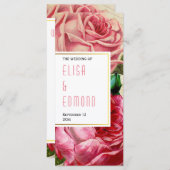 ヴィンテージバラのピンクフローラ結婚式プログラム プログラム (正面/裏面)
