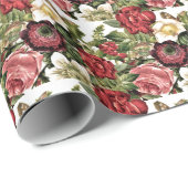 ヴィンテージバラのホワイトデコパージュまたはギフト ラッピングペーパー (ロールコーナー)