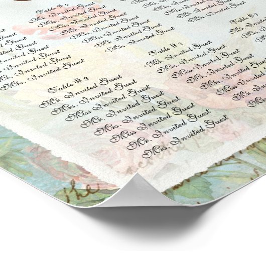 ヴィンテージバラの披露宴表の座席表 ポスター (角)