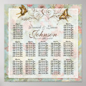 ヴィンテージバラの披露宴表の座席表 ポスター (正面)