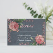 ヴィンテージバラのchalkboard RSVPカード (スタンド正面)