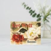 ヴィンテージバラのGet Well Soonはがき ポストカード (スタンド正面)