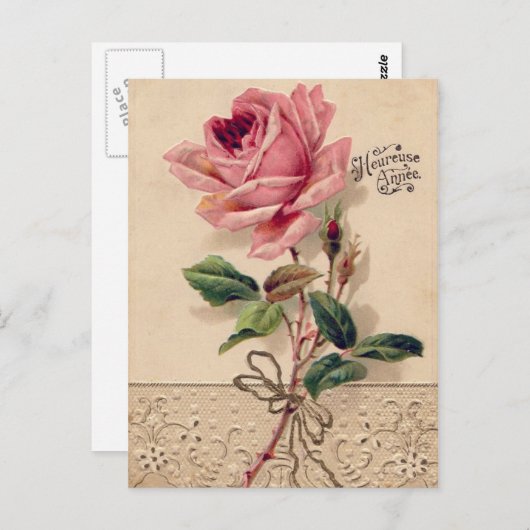 ヴィンテージバラはがき ポストカード (正面/裏面)