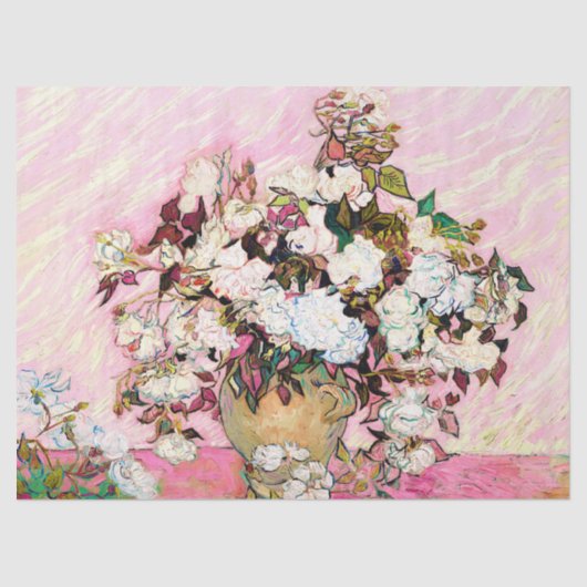 ヴィンテージバラはファン・ゴッホ、デコページによる花瓶 薄葉紙 (正面)