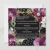 ヴィンテージバラみすぼらしいシックなグリッターグラス 招待状 (裏面)