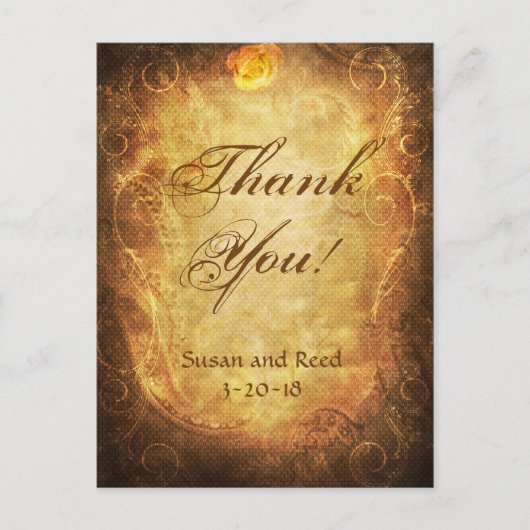 ヴィンテージバラアンティークスチームパンクサンキュー結婚ズ ポストカード (正面)