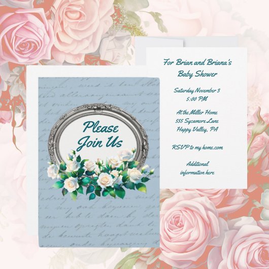 ヴィンテージバラアンティークレタリング招待状 カード