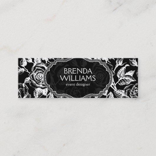 ヴィンテージバライラストレーション白黒 スキニー名刺 (正面)