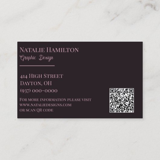 ヴィンテージバラインBlack and Mauve 名刺 (裏面)