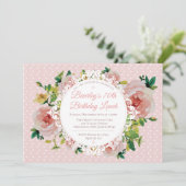 ヴィンテージバラウォーターカラーレース誕生日 招待状 (スタンド正面)