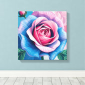 ヴィンテージバラウォールデコールアンティークフラワーアート キャンバスプリント (インサイチュ (ウッドフロア))