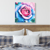 ヴィンテージバラウォールデコールアンティークフラワーアート キャンバスプリント (インサイチュ (寝室))