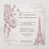 ヴィンテージバラエッフェルタワー結婚式招待状 招待状 (正面/裏面)
