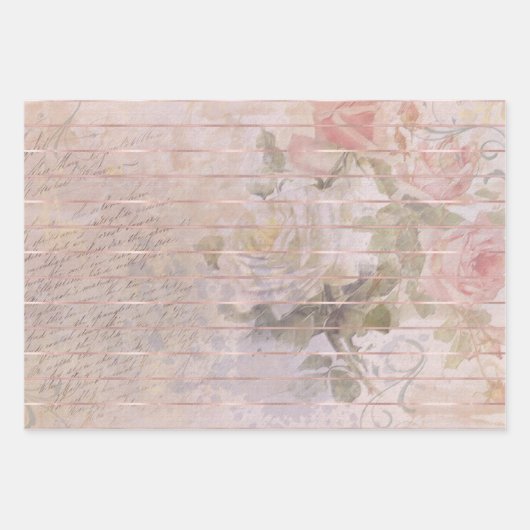 ヴィンテージバラエフェメラ |フローラ水の色 ラッピングペーパーシート (正面)