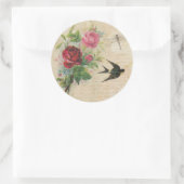 ヴィンテージバラエレガントフローラバードドラゴンフライシック ラウンドシール (バッグ)