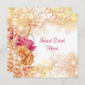 ヴィンテージバラエレガントフローラ旋回 招待状 (正面/裏面)