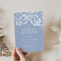 ヴィンテージバラエレガントブルーブライダルシャワー