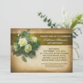 ヴィンテージバラエレガント誕生日招待状 招待状 (スタンド正面)