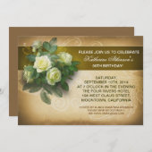 ヴィンテージバラエレガント誕生日招待状 招待状 (正面/裏面)